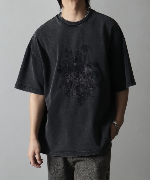 welise（ウェライズ）の「【welise/ウェライズ】＜Embroidery＞レトロフラワー スノーヴィンテージダイ加工 オーバーサイズ半袖Tシャツ（Tシャツ/カットソー・メンズ・ブラック系その他4/ブラック系その他2/ブラック系その他/ブラック系その他3・S/M/L）」の12枚目の写真