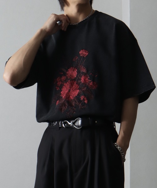 welise（ウェライズ）の「【welise/ウェライズ】＜Embroidery＞レトロフラワー スノーヴィンテージダイ加工 オーバーサイズ半袖Tシャツ（Tシャツ/カットソー・メンズ・ブラック系その他4/ブラック系その他2/ブラック系その他/ブラック系その他3・S/M/L）」の22枚目の写真