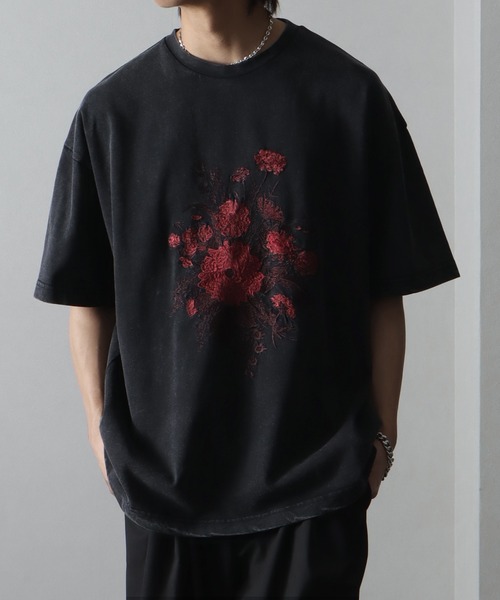 welise（ウェライズ）の「【welise/ウェライズ】＜Embroidery＞レトロフラワー スノーヴィンテージダイ加工 オーバーサイズ半袖Tシャツ（Tシャツ/カットソー・メンズ・ブラック系その他4/ブラック系その他2/ブラック系その他/ブラック系その他3・S/M/L）」の21枚目の写真