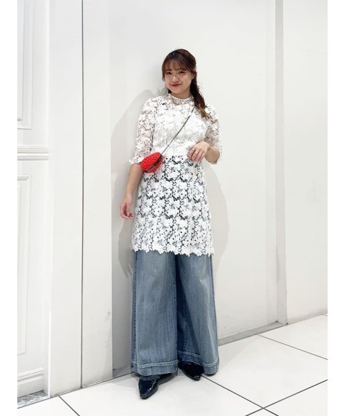 LOULOU WILLOUGHBY クローバーケミカルレース ワンピース LOULOU WILLOUGHBY】ケミカルフラワーレースワンピース