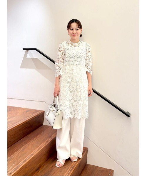 LOULOU WILLOUGHBY クローバーケミカルレース ワンピース LOULOU WILLOUGHBY】ケミカルフラワーレースワンピース