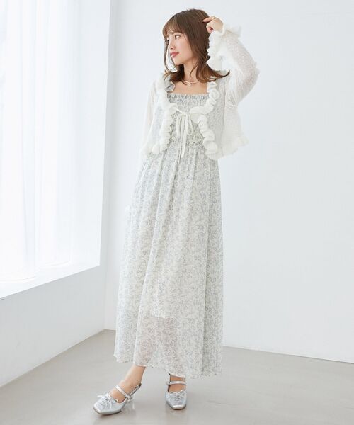 MAJESTIC LEGON（マジェスティックレゴン）の「フリルカーデ×リボンインナーセット（カーディガン/ボレロ・レディース・グレー/アイボリー/レッド/ピンク/イエロー・MEDIUM）」の8枚目の写真