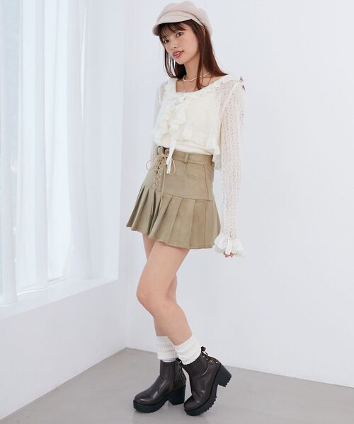 MAJESTIC LEGON（マジェスティックレゴン）の「フリルカーデ×リボンインナーセット（カーディガン/ボレロ・レディース・グレー/アイボリー/レッド/ピンク/イエロー・MEDIUM）」の14枚目の写真