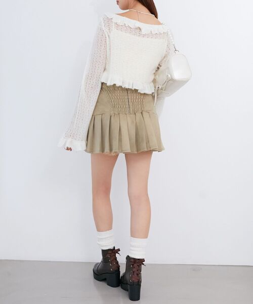 MAJESTIC LEGON（マジェスティックレゴン）の「フリルカーデ×リボンインナーセット（カーディガン/ボレロ・レディース・グレー/アイボリー/レッド/ピンク/イエロー・MEDIUM）」の15枚目の写真