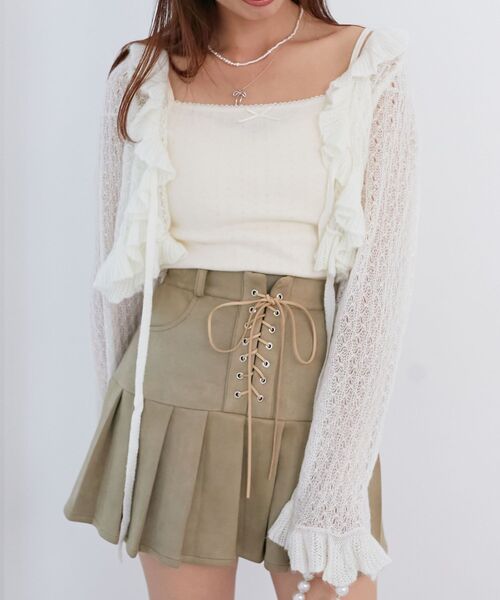 MAJESTIC LEGON（マジェスティックレゴン）の「フリルカーデ×リボンインナーセット（カーディガン/ボレロ・レディース・グレー/アイボリー/レッド/ピンク/イエロー・MEDIUM）」の20枚目の写真