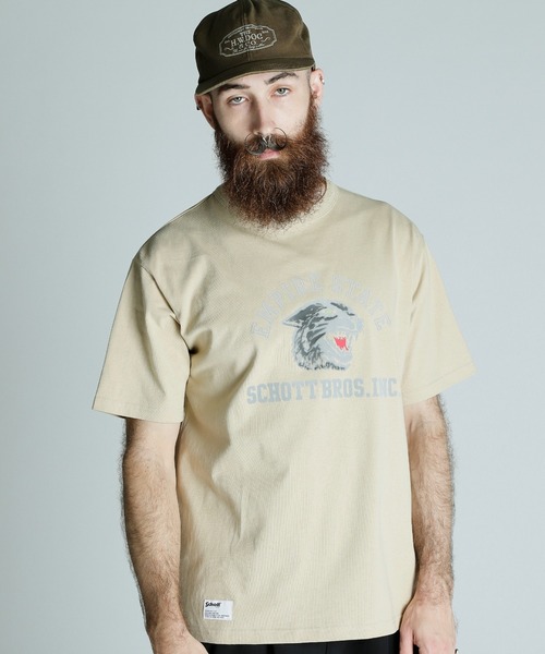 Schott/ショット/T-SHIRT COLOR FLOCKY BLACK PANTHER/カラーフロッキー ブラックパンサー（Tシャツ/カットソー）｜schott（ショット）