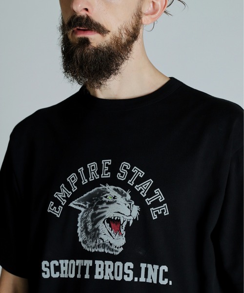 Schott(ショット)の「Schott/ショット/T-SHIRT COLOR FLOCKY BLACK PANTHER/カラーフロッキー ブラックパンサー(Tシャツ/カットソー・メンズ・ベージュ/ホワイト/ブラック・XL/2XL/L/M)」の6枚目の写真