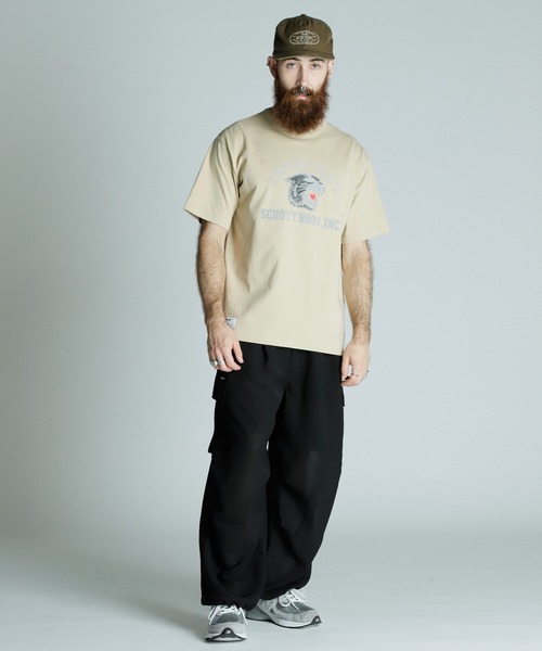 Schott(ショット)の「Schott/ショット/T-SHIRT COLOR FLOCKY BLACK PANTHER/カラーフロッキー ブラックパンサー(Tシャツ/カットソー・メンズ・ベージュ/ホワイト/ブラック・XL/2XL/L/M)」の11枚目の写真