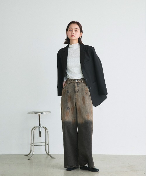 ad thie（アドティエ）の「シャーリング ハイネック トップス（Tシャツ/カットソー・レディース・カーキ/ブラック/ブラウン/オフホワイト・FREE）」の19枚目の写真