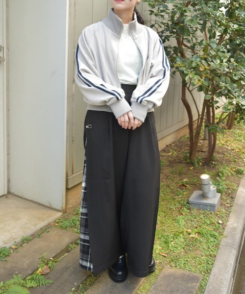 axes femme（アクシーズファム）の「サイドチェックワイドパンツ（その他パンツ・レディース・ネイビー/ブラック・FREE）」の12枚目の写真