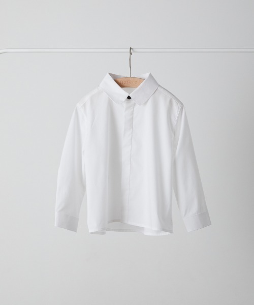 riziere（リジェール）の「ノーアイロンラウンドカラー比翼シャツ（ボタン取り外し対応）（シャツ/ブラウス・キッズ・ホワイト・160/150/140/130/120/110/100/90）」の2枚目の写真