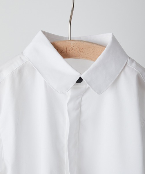 riziere（リジェール）の「ノーアイロンラウンドカラー比翼シャツ（ボタン取り外し対応）（シャツ/ブラウス・キッズ・ホワイト・160/150/140/130/120/110/100/90）」の5枚目の写真