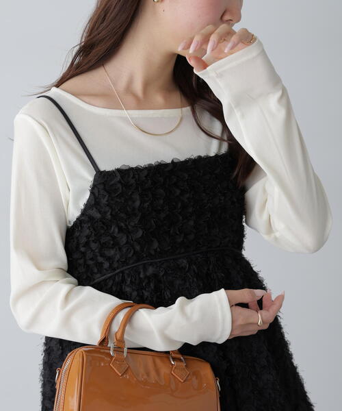 FREE'S MART（フリーズマート）の「◆［MFM］フロッキーラウンドネックカットソー（Tシャツ/カットソー・レディース・グレー/ブラック/ホワイト/ピンク・FREE）」の2枚目の写真