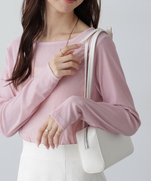 FREE'S MART（フリーズマート）の「◆［MFM］フロッキーラウンドネックカットソー（Tシャツ/カットソー・レディース・グレー/ブラック/ホワイト/ピンク・FREE）」の4枚目の写真