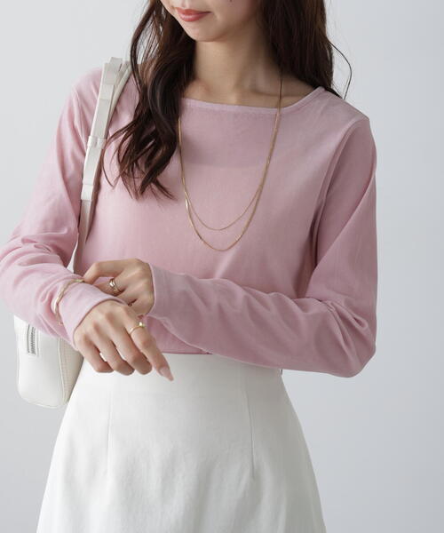 FREE'S MART（フリーズマート）の「◆［MFM］フロッキーラウンドネックカットソー（Tシャツ/カットソー・レディース・グレー/ブラック/ホワイト/ピンク・FREE）」の20枚目の写真