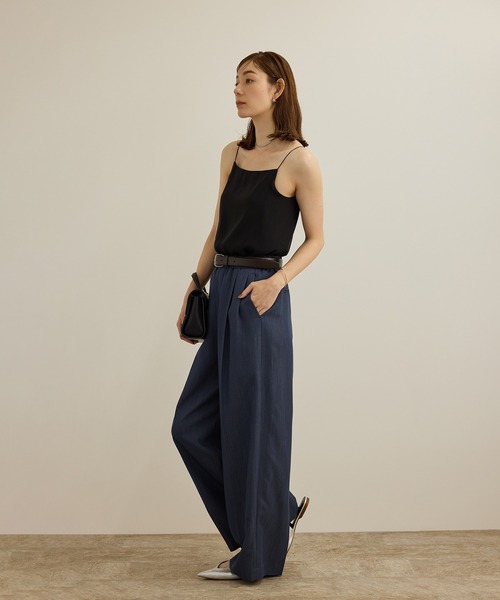 ROPE'（ロペ）の「【洗える】カップ付きサテンジャージーキャミソール（キャミソール・レディース・オフホワイト/ブラック・FREE）」の6枚目の写真