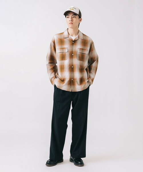 BEAMS HEART（ビームスハート）の「カラミ オンブレーチェック オープンカラーシャツ（シャツ/ブラウス・メンズ・ブラウン系その他4/ブルー・MEDIUM/LARGE/SMALL）」の3枚目の写真