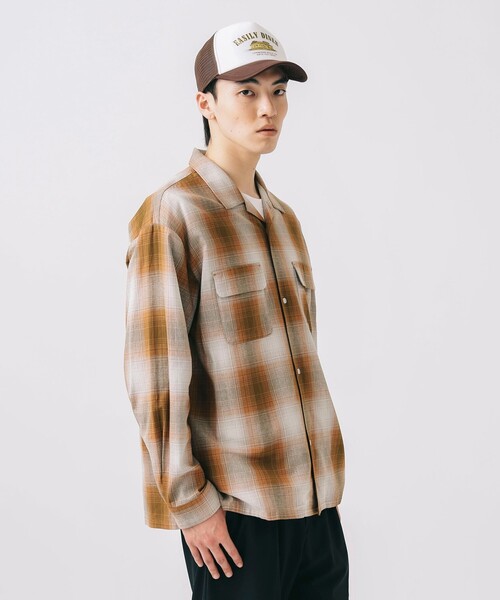 BEAMS HEART（ビームスハート）の「カラミ オンブレーチェック オープンカラーシャツ（シャツ/ブラウス・メンズ・ブラウン系その他4/ブルー・MEDIUM/LARGE/SMALL）」の5枚目の写真