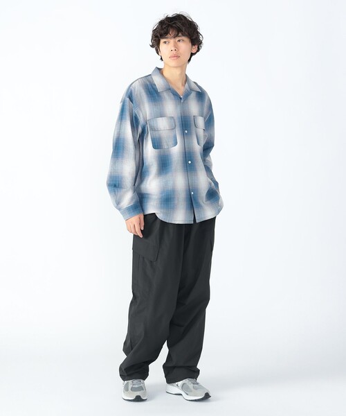 BEAMS HEART（ビームスハート）の「カラミ オンブレーチェック オープンカラーシャツ（シャツ/ブラウス・メンズ・ブラウン系その他4/ブルー・MEDIUM/LARGE/SMALL）」の10枚目の写真