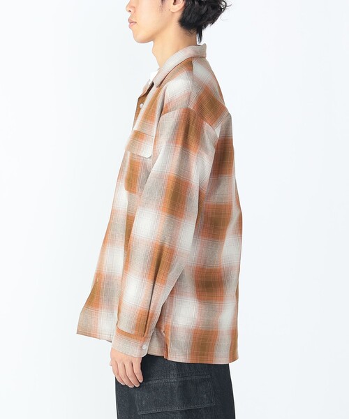 BEAMS HEART（ビームスハート）の「カラミ オンブレーチェック オープンカラーシャツ（シャツ/ブラウス・メンズ・ブラウン系その他4/ブルー・MEDIUM/LARGE/SMALL）」の15枚目の写真
