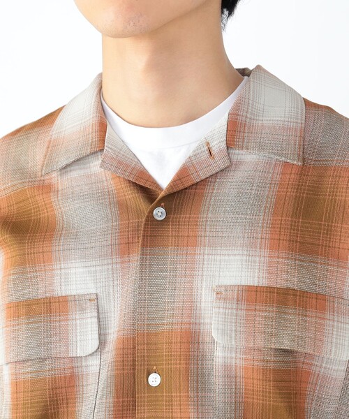 BEAMS HEART（ビームスハート）の「カラミ オンブレーチェック オープンカラーシャツ（シャツ/ブラウス・メンズ・ブラウン系その他4/ブルー・MEDIUM/LARGE/SMALL）」の17枚目の写真