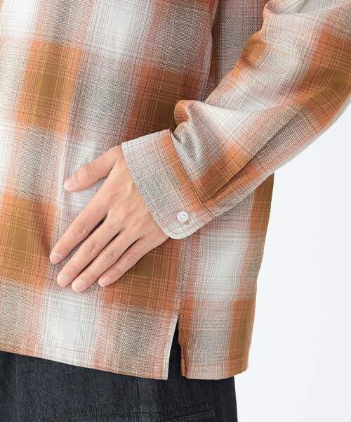 BEAMS HEART（ビームスハート）の「カラミ オンブレーチェック オープンカラーシャツ（シャツ/ブラウス・メンズ・ブラウン系その他4/ブルー・MEDIUM/LARGE/SMALL）」の18枚目の写真