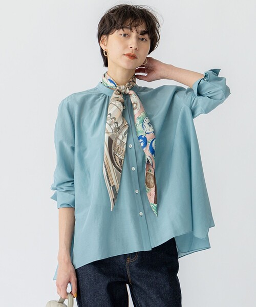 23区(ニジュウサンク)の「【洗える】シアーコットンシルク ハンカチーフヘム デザイン シャツ(シャツ/ブラウス・レディース・ブラック系/ベージュ系/ライトイエロー系/モスグリーン系・38)」の3枚目の写真