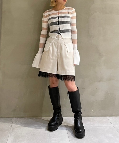 セール】シアーリブストライプニット / Sheer Rib Stripes Knit