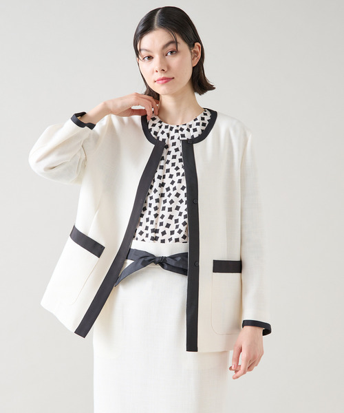 Tiara（ティアラ）の「バイカラージャケット（セットアップ可）（ノーカラージャケット・レディース・オフホワイト/キナリ・FREE）」の17枚目の写真