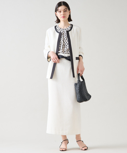 Tiara（ティアラ）の「バイカラージャケット（セットアップ可）（ノーカラージャケット・レディース・オフホワイト/キナリ・FREE）」の19枚目の写真