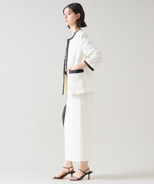 Tiara（ティアラ）の「バイカラージャケット（セットアップ可）（ノーカラージャケット・レディース・オフホワイト/キナリ・FREE）」の4枚目の写真