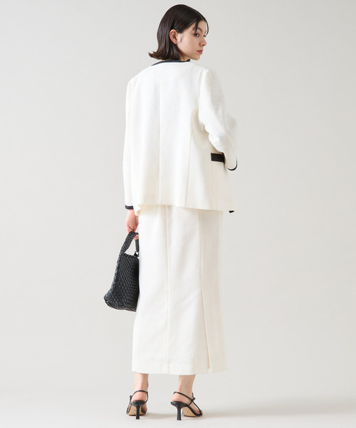 Tiara（ティアラ）の「バイカラージャケット（セットアップ可）（ノーカラージャケット・レディース・オフホワイト/キナリ・FREE）」の5枚目の写真