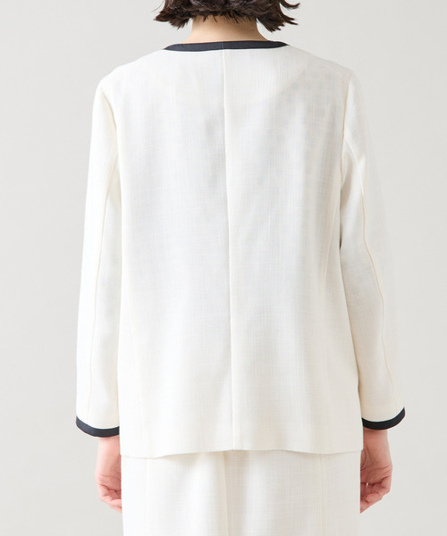 Tiara（ティアラ）の「バイカラージャケット（セットアップ可）（ノーカラージャケット・レディース・オフホワイト/キナリ・FREE）」の8枚目の写真