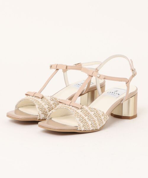 LANVIN en Bleu(ランバンオンブルー)の「リボンモチーフTストラップサンダル(サンダル・レディース・ブラック/ベージュ・22.0cm/22.5cm/23.0cm/23.5cm/24.0cm/24.5cm)」の1枚目の写真