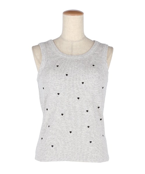 coca（coca）（コカ）の「【WEB限定セール】OUT BRAカップ付ハート刺繍タンクトップ（タンクトップ・レディース・グレー/ブラック/アイボリー・M/L/S）」の9枚目の写真