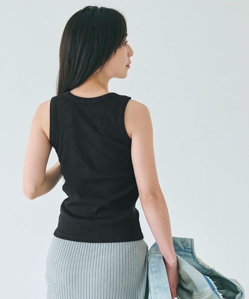 coca（coca）（コカ）の「【WEB限定セール】OUT BRAカップ付ハート刺繍タンクトップ（タンクトップ・レディース・グレー/ブラック/アイボリー・M/L/S）」の12枚目の写真