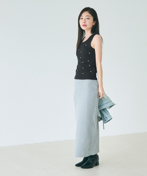 coca（coca）（コカ）の「【WEB限定セール】OUT BRAカップ付ハート刺繍タンクトップ（タンクトップ・レディース・グレー/ブラック/アイボリー・M/L/S）」の13枚目の写真