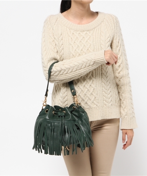 HASHIBAMI（ハシバミ）の「HASHIBAMI ハシバミ フリンジ2wayバッグ（ショルダーバッグ・レディース・グレー/オリーブ・FREE）」の3枚目の写真