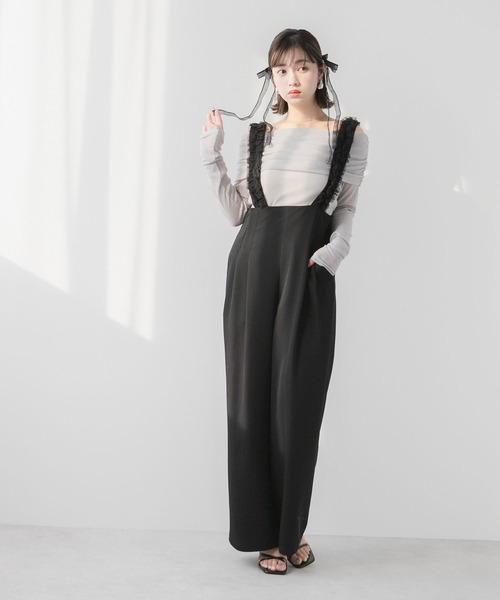 rectangle(レクタングル)の「シアーギャザーオフショルトップス(Tシャツ/カットソー・レディース・アイボリー/ブラック/グレー・FREE)」の5枚目の写真
