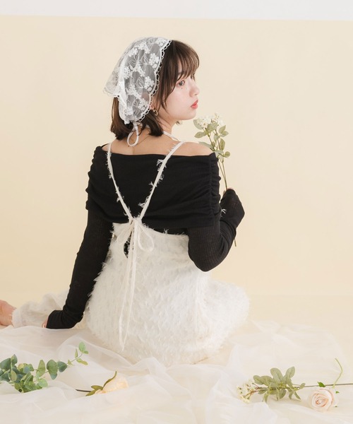 rectangle(レクタングル)の「シアーギャザーオフショルトップス(Tシャツ/カットソー・レディース・アイボリー/ブラック/グレー・FREE)」の14枚目の写真