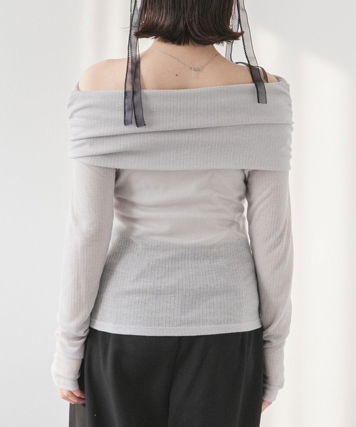 rectangle(レクタングル)の「シアーギャザーオフショルトップス(Tシャツ/カットソー・レディース・アイボリー/ブラック/グレー・FREE)」の18枚目の写真