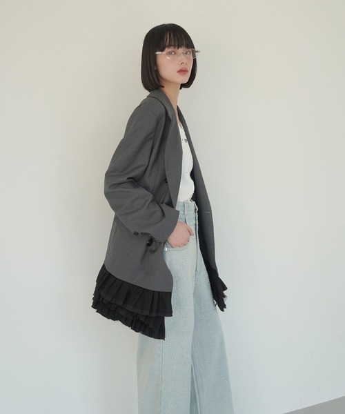 EIMY ISTOIRE(エイミーイストワール)の「フリルトリムジャケットワンピース(テーラードジャケット・レディース・グレー/ネイビー・M/S)」の20枚目の写真