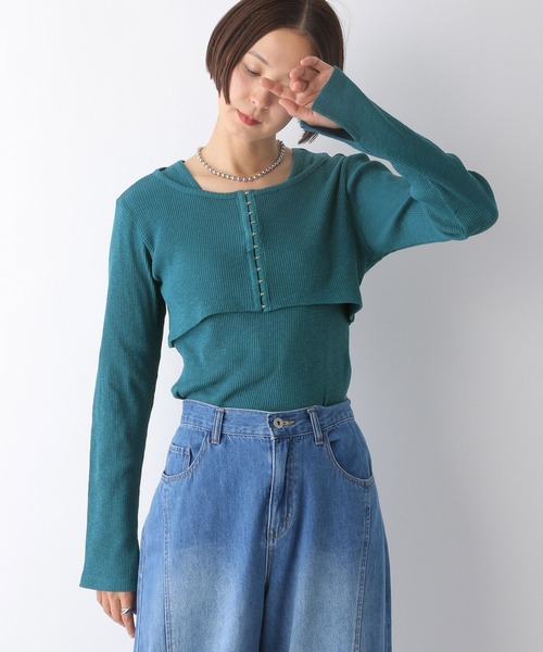 LEPSIM（レプシィム）の「フロントホックプルオーバー《2点セット》　253187（Tシャツ/カットソー・レディース・チャコールグレー/グリーン系その他・FREE）」の10枚目の写真