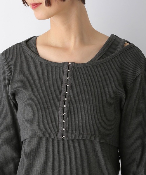 LEPSIM（レプシィム）の「フロントホックプルオーバー《2点セット》　253187（Tシャツ/カットソー・レディース・チャコールグレー/グリーン系その他・FREE）」の19枚目の写真