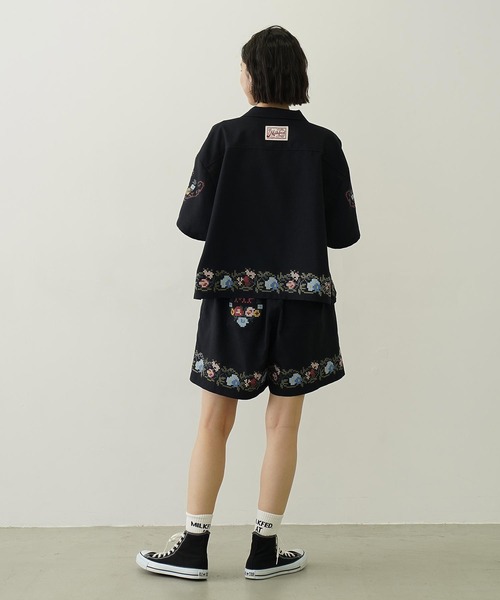 MILKFED.(ミルクフェド)の「CROSS STITCH STYLE SHORTS(その他パンツ・レディース・ライトグリーン/ネイビー/オフホワイト・ONE SIZE)」の8枚目の写真