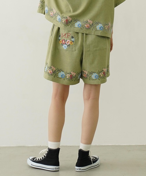 MILKFED.(ミルクフェド)の「CROSS STITCH STYLE SHORTS(その他パンツ・レディース・ライトグリーン/ネイビー/オフホワイト・ONE SIZE)」の10枚目の写真
