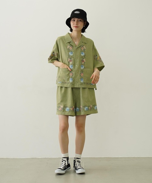 MILKFED.(ミルクフェド)の「CROSS STITCH STYLE SHORTS(その他パンツ・レディース・ライトグリーン/ネイビー/オフホワイト・ONE SIZE)」の12枚目の写真