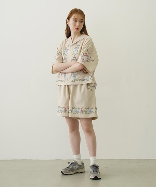 MILKFED.(ミルクフェド)の「CROSS STITCH STYLE SHORTS(その他パンツ・レディース・ライトグリーン/ネイビー/オフホワイト・ONE SIZE)」の14枚目の写真