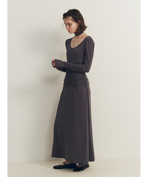 SORIN(ソリン )の「Stretchy Rayon Scope Neck Maxi Dress(ワンピース・レディース・ブラック/チャコールグレー/ミント・38)」の5枚目の写真