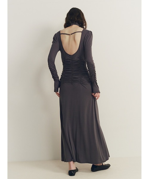 SORIN(ソリン )の「Stretchy Rayon Scope Neck Maxi Dress(ワンピース・レディース・ブラック/チャコールグレー/ミント・38)」の4枚目の写真